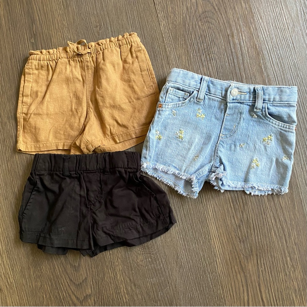 Stylish Kids Shorts Set - Tan, Black, and Blue Denim